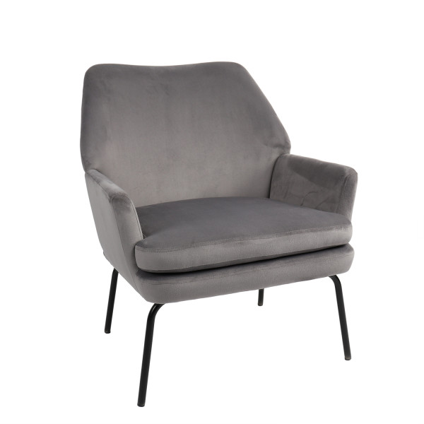 Πολυθρόνα ZINGIBER Γκρι Βελούδο/Μέταλλο 82.5x69x77cm