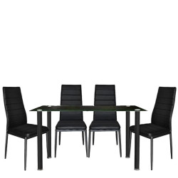 Σετ Τραπεζαρίας (4+1) TAGETES Μαύρο 120x70x75cm