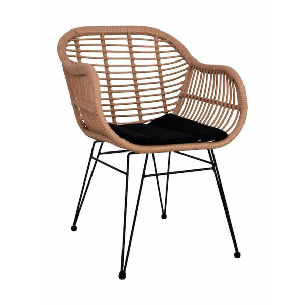 Καρέκλα Κήπου ACTORIUS Φυσικό/Μαύρο Μέταλλο/Rattan 57x53x81cm