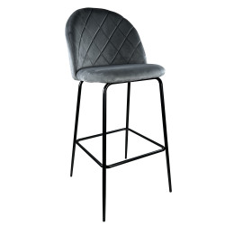 Σκαμπό Bar UNDERHILL Γκρι/Μαύρο Βελούδο/Μέταλλο 45x53x98cm