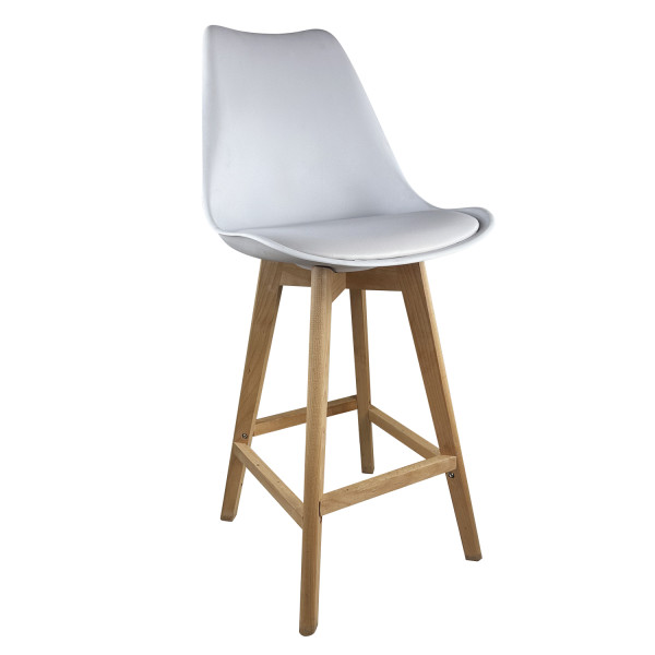 Σκαμπό Bar BRONX Λευκό PP/PU/Ξύλο 57.5x49x105cm