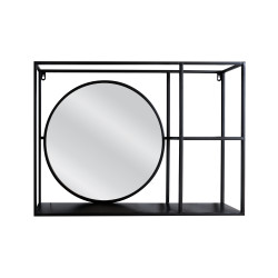 Καθρέπτης Τοίχου Με Ράφια ERENDIS Μαύρο Μέταλλο/Γυαλί 70x13x50cm