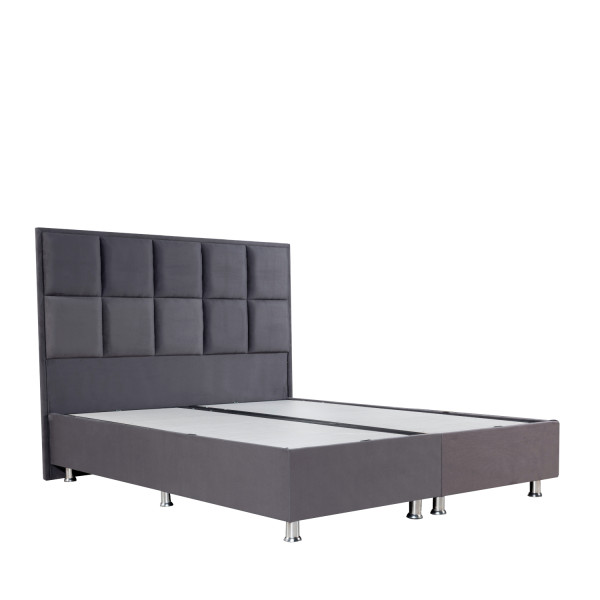 Κρεβάτι BARISH Με Αποθηκευτικό Χώρο Γκρι Βελούδο (Στρώμα 160x200cm)