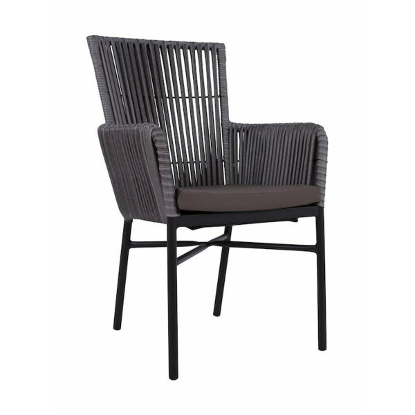 Πολυθρόνα Κήπου BLUENILE Μαύρο/Γκρι Αλουμίνιο/Rattan 56x60x89cm