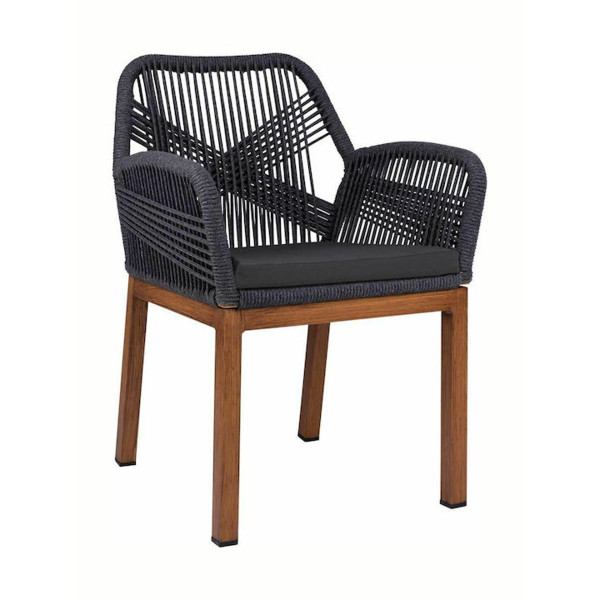 Πολυθρόνα Κήπου LISBON BLUE-BLACK/Μπαμπού 57x58x77cm