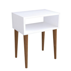 Κομοδίνο GANIRU Λευκό Μοριοσανίδα/Ξύλο 45x30x60cm