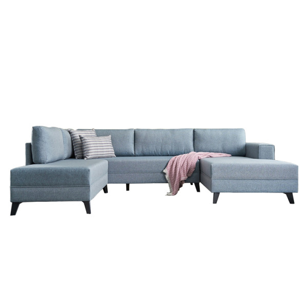 Πολυμορφικός καναπές κρεβάτι PWF-0535 pakoworld ύφασμα ανοικτό μπλε 300x202x78εκ