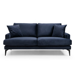 Καναπές 2θέσιοςFortune pakoworld βελούδο μπλε-μαύρο 175x88x90εκ