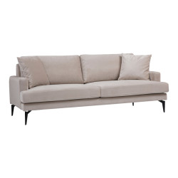 Καναπές 2θέσιος Fortune pakoworld βελούδο μπεζ-μαύρο 175x90x88εκ