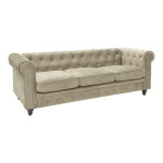 Kαναπές τριθέσιος Incredible pakoworld τύπου Chesterfield βελούδο μπεζ 203x84x67εκ