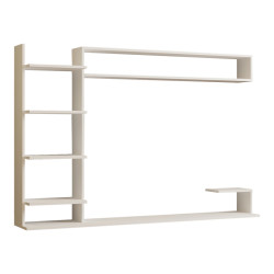 Σύνθετο σαλονιού επιτοίχιο Dilan pakoworld σε λευκή απόχρωση 180x29,60x121,80εκ