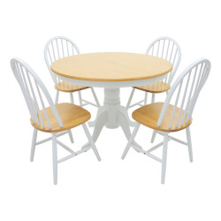 Τραπεζαρία Alice-Adalyn pakoworld σετ 5τμχ MDF φυσικό-λευκό Φ106x78εκ