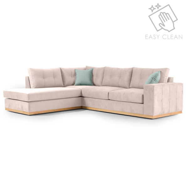 Γωνιακός καναπές δεξιά γωνία Boston pakoworld ύφασμα elephant-ciel 280x225x90εκ