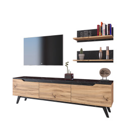Σύνθετο σαλονιού Kasia pakoworld oak-ανθρακί 180x35x48,5εκ