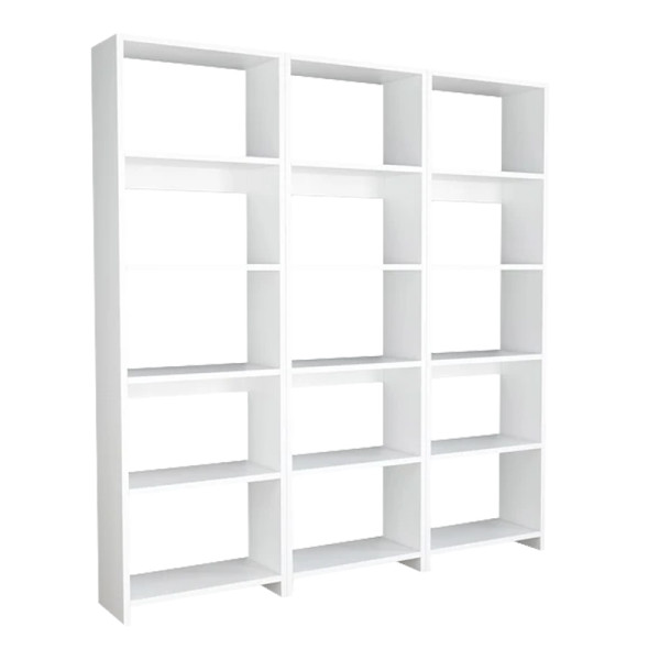 Βιβλιοθήκη Rabuku pakoworld σε λευκή απόχρωση 146x22x160εκ