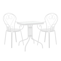 Τραπεζαρία Watson-Monasty pakoworld σετ 3τεμ μέταλλο σε λευκή απόχρωση