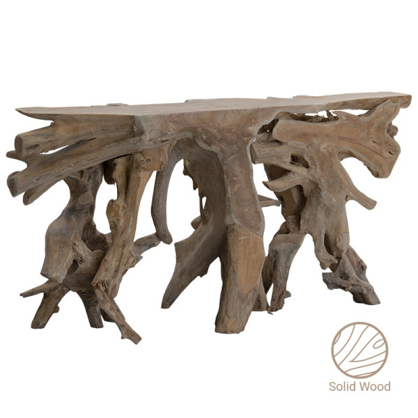 Κονσόλα Root pakoworld χειροποίητη teak ξύλο φυσικό 150x40x80εκ