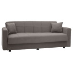 Kαναπές κρεβάτι Meredith pakoworld 3θέσιος βελούδο ανθρακί 210x86x78εκ