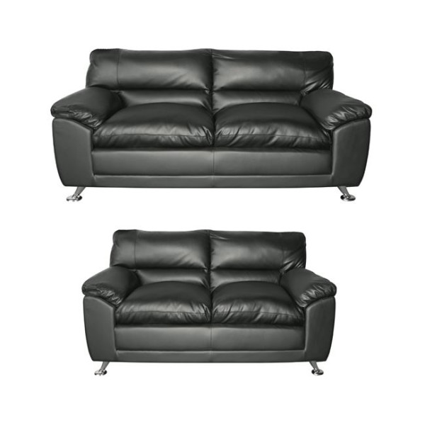 NEMO Set Καναπέδες (3θέσ+2θέσ) Bonded Leather/PU Μαύρo