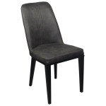 Καρέκλα Μεταλλική CASTER (45x60x89) Βαφή Μαύρη/Linen PU Ανθρακί