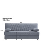 Καναπές Κρεβάτι Τριθέσιος JORGE Γκρι 180x78x80cm
