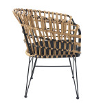 Καρέκλα Κήπου AULIUS Φυσικό/Μαύρο Μέταλλο/Rattan 57x60x7805cm