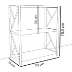 Βιβλιοθήκη JAWARA Δρυς Μοριοσανίδα/Μέταλλο 70x34x78.5cm