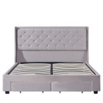 Κρεβάτι Διπλό ANNONA Ivory Βελούδο (Στρώμα 160x200cm)