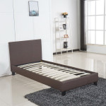 Κρεβάτι AZALEA Σκούρο Καφέ PU 213x98x88cm (Στρώμα 90x200cm)