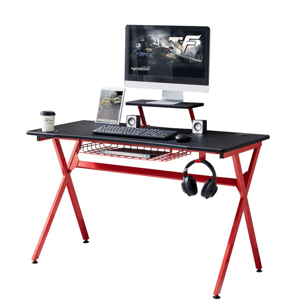 Γραφείο Υπολογιστή ROCKER Μαύρο/Κόκκινο 120x60.5x90cm