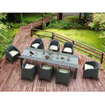 VEGAS RATTAN DARK GREY 100X260/300εκ. ΕΠΕΚΤ.ΤΡΑΠΕΖΙ