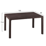 ΤΡΑΠΕΖΙ ΠΟΛΥΠΡΟΠΥΛΕΝΙΟΥ TODOR 150Χ90Χ73.5Υεκ.RATTAN ΚΑΦΕ ΜΕ UV PROTECT