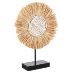 ΕΠΙΤΡΑΠΕΖΙΟ ΔΙΑΚΟΣΜΗΤΙΚΟ HM4224 ΙΝΕΣ RAFFIA ΣΕ ΦΥΣΙΚΟ-ΜΑΥΡΗ ΞΥΛΙΝΗ ΒΑΣ