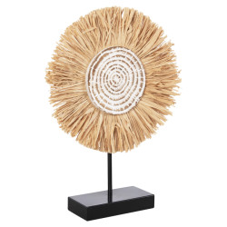 ΕΠΙΤΡΑΠΕΖΙΟ ΔΙΑΚΟΣΜΗΤΙΚΟ HM4224 ΙΝΕΣ RAFFIA ΣΕ ΦΥΣΙΚΟ-ΜΑΥΡΗ ΞΥΛΙΝΗ ΒΑΣ