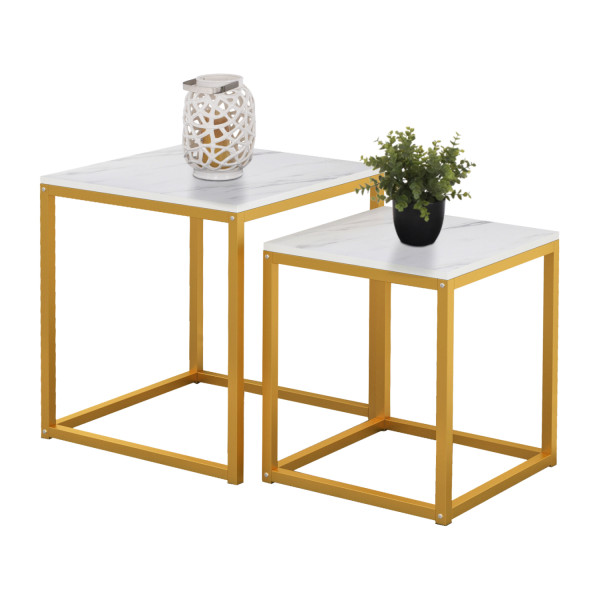 ΖΙΓΚΟΝ GRELAY 2 ΤΕΜ MDF ΟΨΗ ΜΑΡΜΑΡΟΥ & ΜΕΤΑΛΛΟ HM8762.11 45Χ45Χ50εκ. &