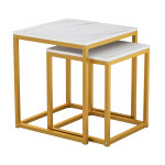 ΖΙΓΚΟΝ GRELAY 2 ΤΕΜ MDF ΟΨΗ ΜΑΡΜΑΡΟΥ & ΜΕΤΑΛΛΟ HM8762.11 45Χ45Χ50εκ. &