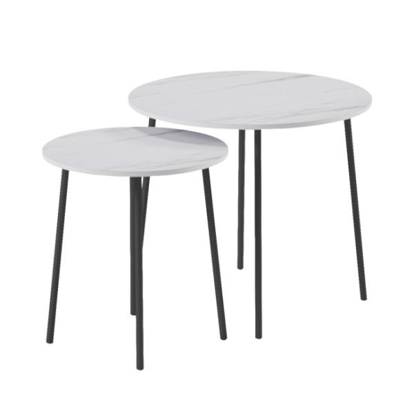 ΤΡΑΠΕΖΙΑ ΣΑΛΟΝΙΟΥ 2ΤΜΧ CUPPER HM9878.12 ΜΕΛΑΜΙΝΗ ΛΕΥΚΟ ΜΑΡΜΑΡΟ-ΜΑΥΡΟ Μ