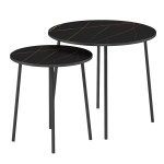 ΤΡΑΠΕΖΙΑ ΣΑΛΟΝΙΟΥ 2ΤΜΧ CUPPER HM9878.13 ΜΕΛΑΜΙΝΗ ΜΑΥΡΟ ΜΑΡΜΑΡΟ-ΜΑΥΡΟ Μ