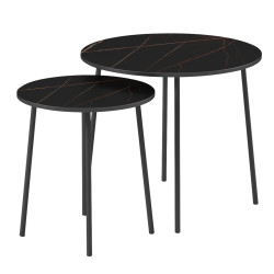 ΤΡΑΠΕΖΙΑ ΣΑΛΟΝΙΟΥ 2ΤΜΧ CUPPER HM9878.13 ΜΕΛΑΜΙΝΗ ΜΑΥΡΟ ΜΑΡΜΑΡΟ-ΜΑΥΡΟ Μ