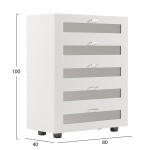 ΣΥΡΤΑΡΙΕΡΑ ΜΕΛΑΜΙΝΗΣ THORGAN HM9881.03 5 ΣΥΡΤΑΡΙΑ-ΛΕΥΚΟ ΧΡΩΜΑ 80Χ40Χ10