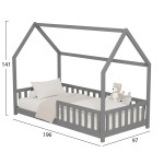 ΚΡΕΒΑΤΙ ΠΑΙΔΙΚΟ ΜΕ ΚΑΓΚΕΛΑ PHYLLIS HM679.05 τ.MONTESSORI ΞΥΛΟ ΠΕΥΚΟ ΓΚ