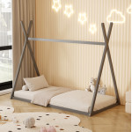 ΚΡΕΒΑΤΙ ΠΑΙΔΙΚΟ MUNK HM681.05 τ.MONTESSORI ΜΑΣΙΦ ΞΥΛΟ ΠΕΥΚΟΥ ΓΚΡΙ- 190
