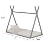 ΚΡΕΒΑΤΙ ΠΑΙΔΙΚΟ MUNK HM681.05 τ.MONTESSORI ΜΑΣΙΦ ΞΥΛΟ ΠΕΥΚΟΥ ΓΚΡΙ- 190