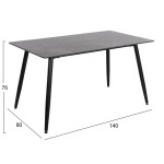 ΤΡΑΠΕΖΙ RAVEN HM9856 ΚΕΡΑΜΙΚΟ TOP ΑΝΘΡΑΚΙ ΜΑΡΜΑΡΟ-ΜΑΥΡΟ ΜΕΤΑΛΛΟ 140x80