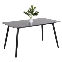 ΤΡΑΠΕΖΙ RAVEN HM9856 ΚΕΡΑΜΙΚΟ TOP ΑΝΘΡΑΚΙ ΜΑΡΜΑΡΟ-ΜΑΥΡΟ ΜΕΤΑΛΛΟ 140x80