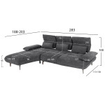 ΓΩΝΙΑΚΟΣ ΚΑΝΑΠΕΣ (ΑΡΙΣΤΕΡΗ) CONVERT HM3268.03L ΓΚΡΙ ΥΦΑΣΜΑ 283x188x100