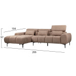 ΚΑΝΑΠΕΣ ΑΡΙΣΤΕΡΗ ΓΩΝΙΑ DIVYA HM3267.01L ΣΥΝΘ.SUEDE ΑΝΟΙΧΤΟ ΚΑΦΕ 264x17