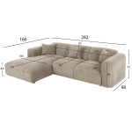 ΚΑΝΑΠΕΣ ΓΩΝΙΑ (ΑΡΙΣΤΕΡΗ) BRICKEN HM3275.01L ΜΠΕΖ ΥΦΑΣΜΑ 110-282x98-160