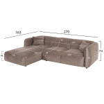ΚΑΝΑΠΕΣ ΓΩΝΙΑ (ΑΡΙΣΤΕΡΗ) TREAT HM3277.02L ΣΚΟΥΡΟ ΜΠΕΖ ΥΦΑΣΜΑ 270x163x7