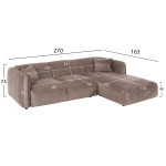 ΚΑΝΑΠΕΣ ΓΩΝΙΑ (ΔΕΞΙΑ) TREAT HM3277.02R ΣΚΟΥΡΟ ΜΠΕΖ ΥΦΑΣΜΑ 270x163x74Υε